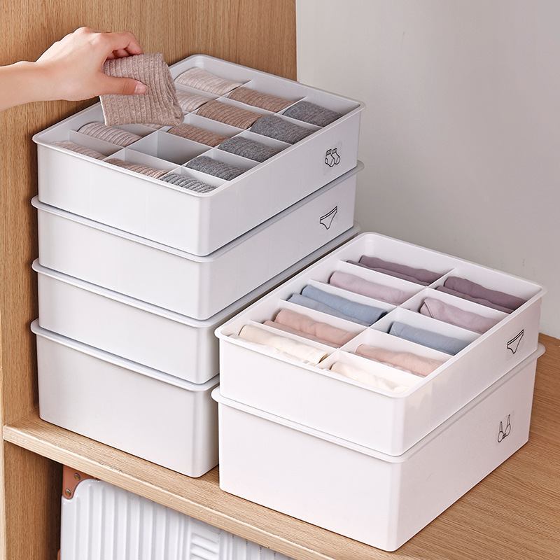 新品 衣物分格收纳盒三合一可叠加收纳盒多规格内衣整理储物盒