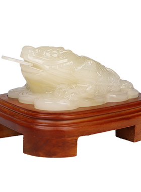 天然玉石三足金蟾摆件