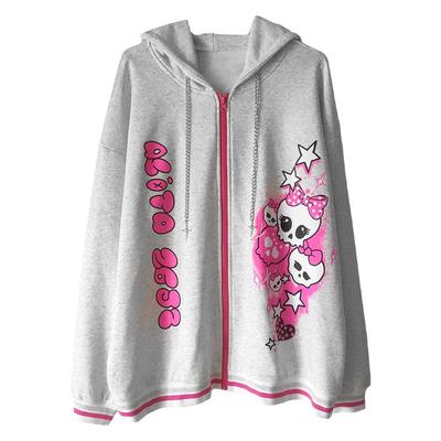 日系中长款连帽外套卫衣原创