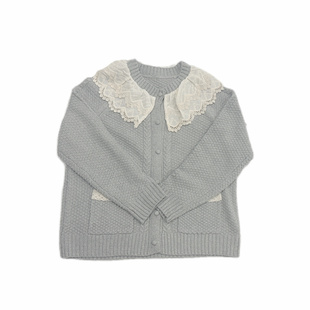 踏进银河 法式复古花边领针织开衫秋冬文艺甜美慵懒宽松毛衣外套