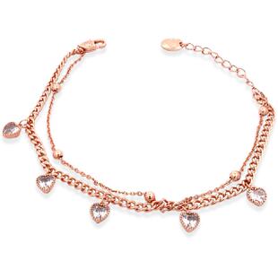 Chomel新加坡官方璀璨双层爱心锆石手链轻奢小众送女友送礼1600