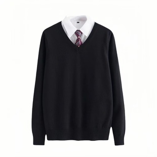 可奈物语丨纯棉V领针织衫 校供感JK毛衣 少年感校园秋冬情侣同款