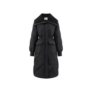 【奥莱专享价】艾莱依羽绒服仿羊羔毛领设计感长款加厚过膝外套冬