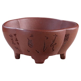 『暗香迷你海棠』暖暖精选宜兴原矿紫泥手工微型盆景张克磊掌中宝