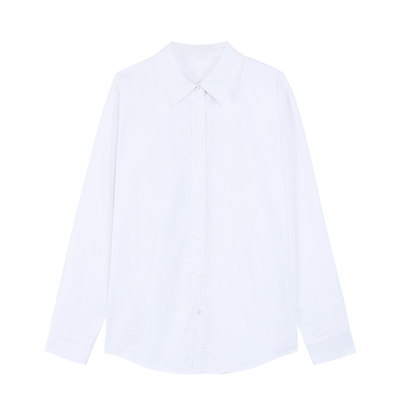 Maven Lin 经典R0W风 纯棉翻领长袖衬衫女极简宽松通勤廓形衬衣