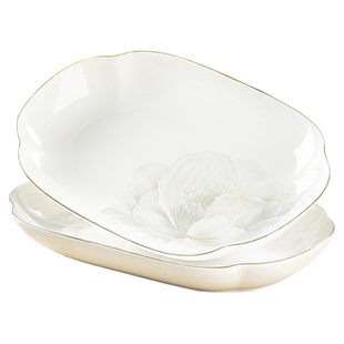 加厚陶瓷鱼盘家用2026新款高颜值蒸鱼碟子12寸大号可微波装鱼盘子