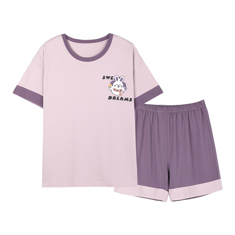 女大码宽松可爱短袖家居服套装