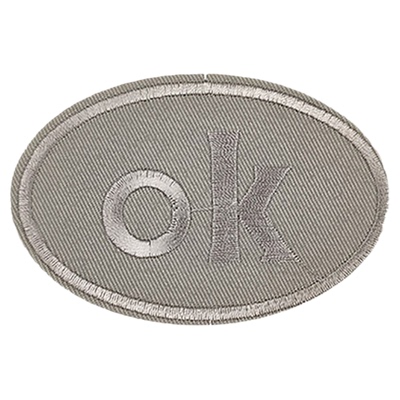 椭圆英文字母刺绣布贴浅灰补丁贴