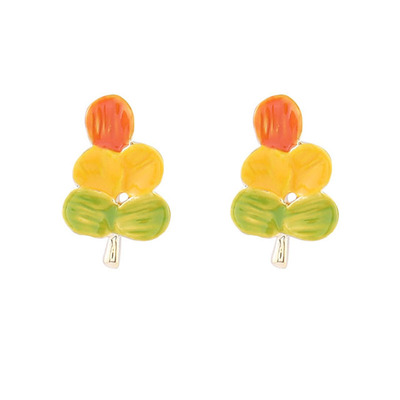 多巴胺仓库」蜀葵.小清新珐琅彩色森系耳钉简约通勤日常百搭耳夹