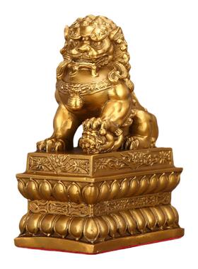 老铜匠黄铜狮子摆件一对门口办公室玄关客厅店铺北京狮故宫狮大号