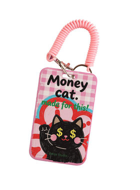 原创ins风招财猫卡套学生饭卡公交卡身份证nfc保护套可伸缩弹簧绳
