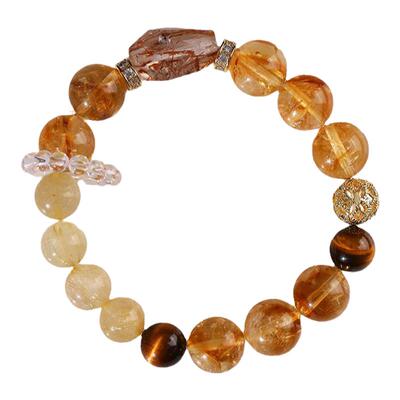 灵机麦玲玲【大富婆】路路通發黄水晶手链女虎眼石串财神优雅