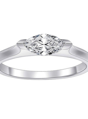 简约50分马眼钻单钻戒指女925银