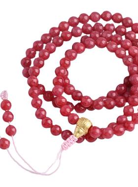 天然蔷薇辉石手链108颗佛珠项链