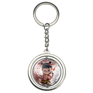 哪吒周边挂件旋转夜光钥匙扣敖丙动漫水晶挂饰双面照片定制小玩意