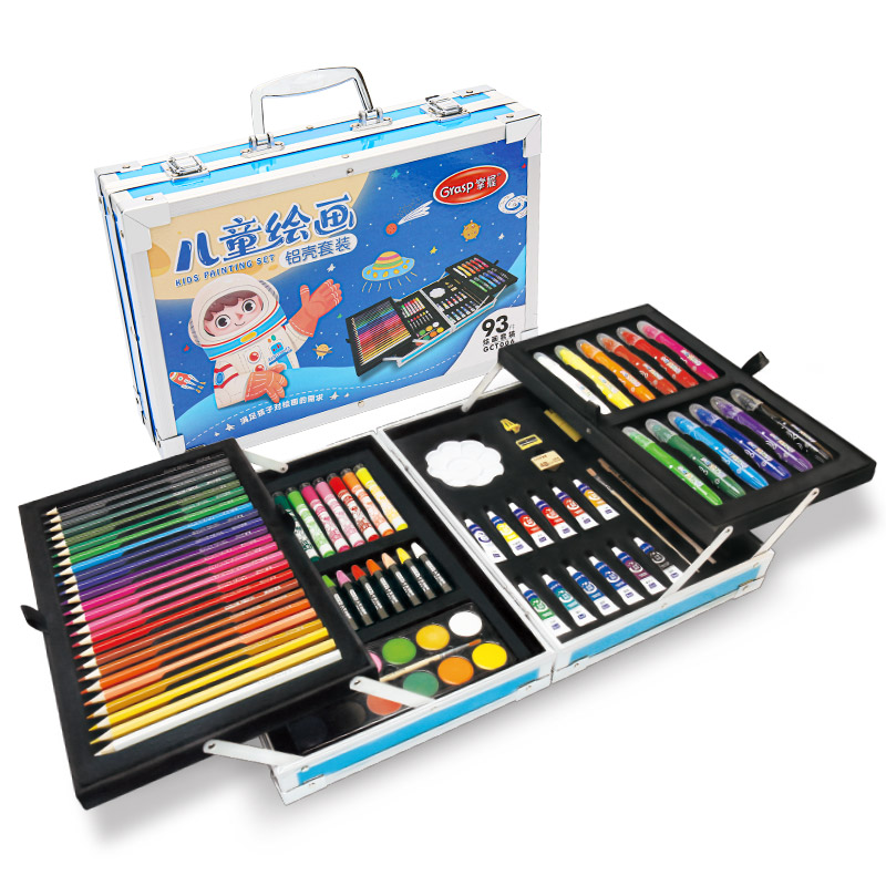 可水洗水彩笔儿童绘画工具套装礼盒106件套幼儿园彩色笔儿童画笔美术小学生用品24色水彩笔36蜡笔画画笔