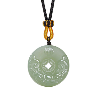 印象眸和田玉吊坠浅青玉貔貅平安扣男女款玉坠玉佩项链情人节礼物