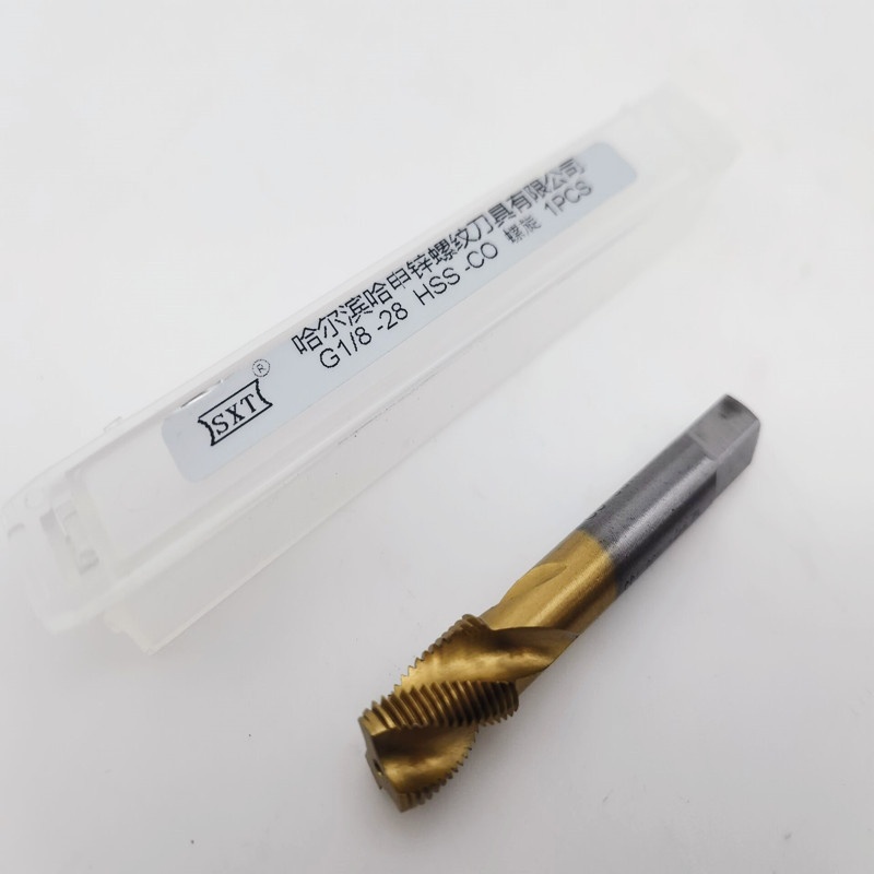 含钴管螺纹丝锥HSSCO高速钢镀钛螺旋槽丝攻G1/4 ZG3/8 NPT RC