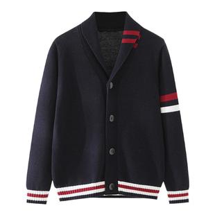 小学生校服毛衣开衫女童藏青色外套中大童纯棉毛衫男童翻领针织衫