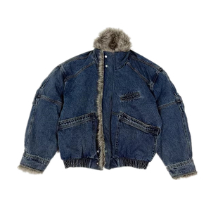 美式高级感牛仔毛领座山雕棉服男士冬季装短款痞帅加厚棉衣袄外套