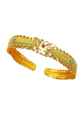 新中式沙金珐琅彩镂空花丝蝴蝶手镯女古法开口镯子小众百搭送女友