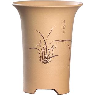 兰花盆陶瓷紫砂花盆兰草盆圆口素面透气建寒春蕙君子兰花专用盆