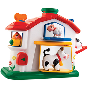 开心农场~tolo农场弹跳屋小动物躲猫猫互动弹出机关屋开关盒玩具
