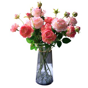 玫瑰仿真花摆设客厅仿生花束室内绢花插花婚庆洋牡丹桌面假花摆件