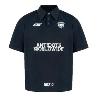 ANTIDOTE 美式运动徽章球衣男夏季短袖t恤复古印花翻领polo衫上衣