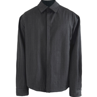 JCAESAR DOUBLE-SIDED SHIRT 双面穿条格纹廓形衬衫 TR面料双门襟