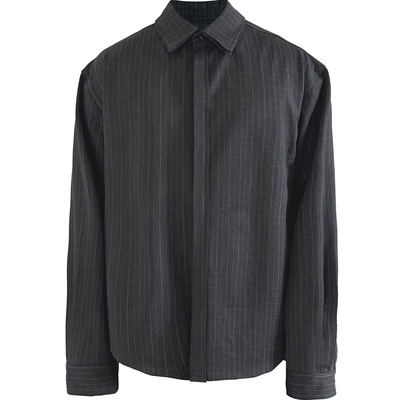 JCAESAR DOUBLE-SIDED SHIRT 双面穿条格纹廓形衬衫 TR面料双门襟