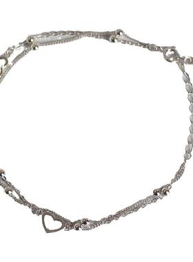 S925纯银双层爱心森系手链女