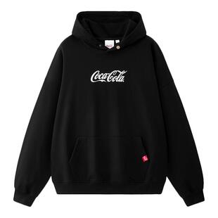 Coca-Cola/可口可乐连帽卫衣男女春秋款字母印花纯色logo印花上衣