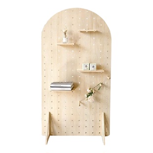 落地洞洞板置物架配件立式可移动屏风隔断瑜伽健身实木展示架定制