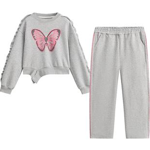 爱法贝童装春秋新款女童运动套装儿童2件套卫衣学生装宽松