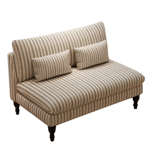 法式中古风复古沙发简约卧室小沙发客厅民宿设计师条纹布艺沙发椅