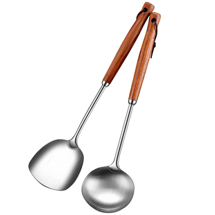 新中式炒菜勺子锅铲316不锈钢铲子汤勺厨师家用打菜长柄厨具炒勺