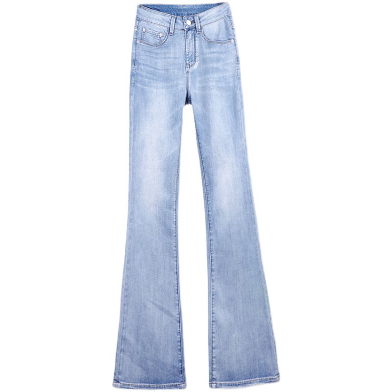 夏季新品超薄面料浅色微喇裤