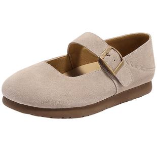 森达琥珀糖勃肯鞋女鞋春秋季新款真皮软底休闲绝美玛丽珍鞋ZTF70