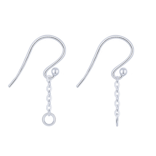 洮俪S925纯银耳钩珠链开口圈尾珠耳钩子耳吊银饰DIY配件耳环耳坠