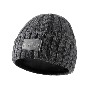 CACUSS纯羊毛帽子男士冬季冷帽加厚麻花针织帽保暖护耳套头毛线帽