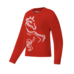 【殷若宁同款】FILA斐乐高尔夫VIVIENNE TAM新年联名马图案编织衫