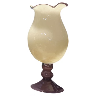 新品法式复古高脚铃兰风灯花瓶中古琉璃高级艺术玻璃花器花瓶花插