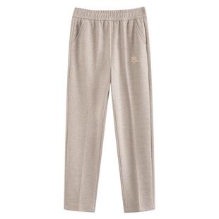 中老年女裤呢子裤春秋妈妈老人裤子大码60岁奶奶裤秋冬加绒黑色