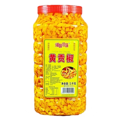 湖南特产黄贡椒10斤/桶商用蒸鱼头剁椒配料香辣下饭脆辣黄辣椒圈