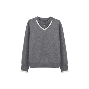 豆豆DA【假日甜心】冬季新款百搭针织衫休闲套头毛衣女-7787525DM