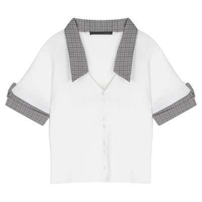 Heatherich T恤女2025夏季新款气质休闲撞色短袖V领上衣575807