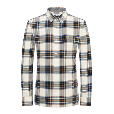 亨利格兰复古休闲日系男长袖衬衫