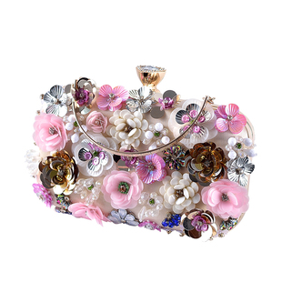 时尚包包复古晚宴包镶钻花朵亚克力花包宴会包手拎包礼服包