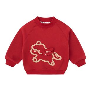 嘟嘟家儿童卫衣红色喜庆拜年服女童年装上衣冬季唐装新年宝宝童装